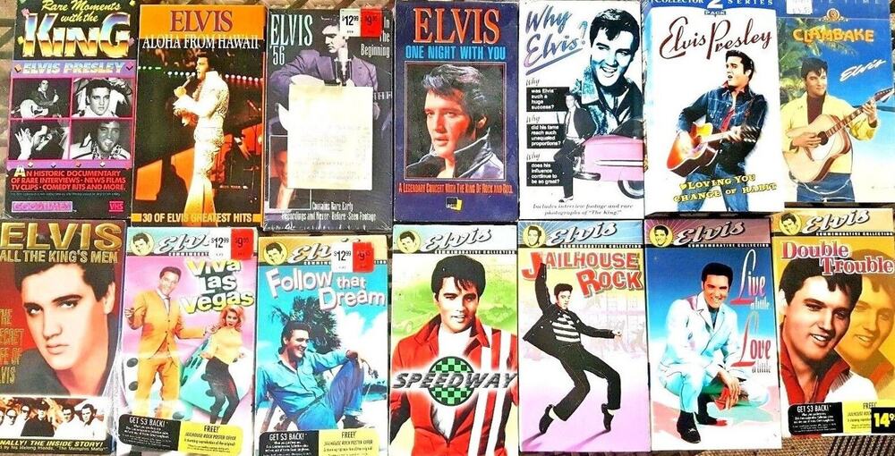 Huge Lot 15 Elvis Movies VHS Tapes Jailhouse Rock Viva Las Vegas Aloha Hawaii
